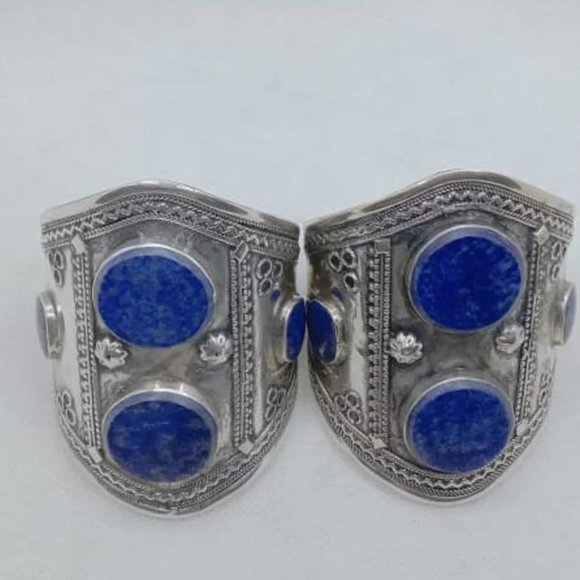 Single Double Stone Afghan Kuchi Bracelet, Big Bracelet With Stones, Ethnic Cuff - Picture 3 of 6